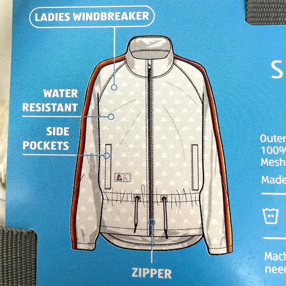 Aldi Gear Ladie's 2024 Windbreaker Allover Logo Rainbow Striped Sleeves XL NEW - Picture 5 of 7